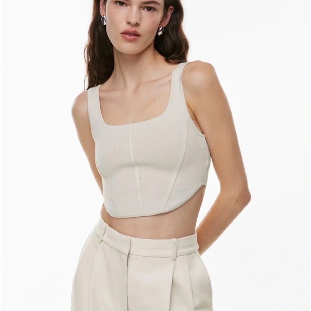 Babaton Sculpt Knit Corset Bustier Tank Top Off White Medium Aritzia